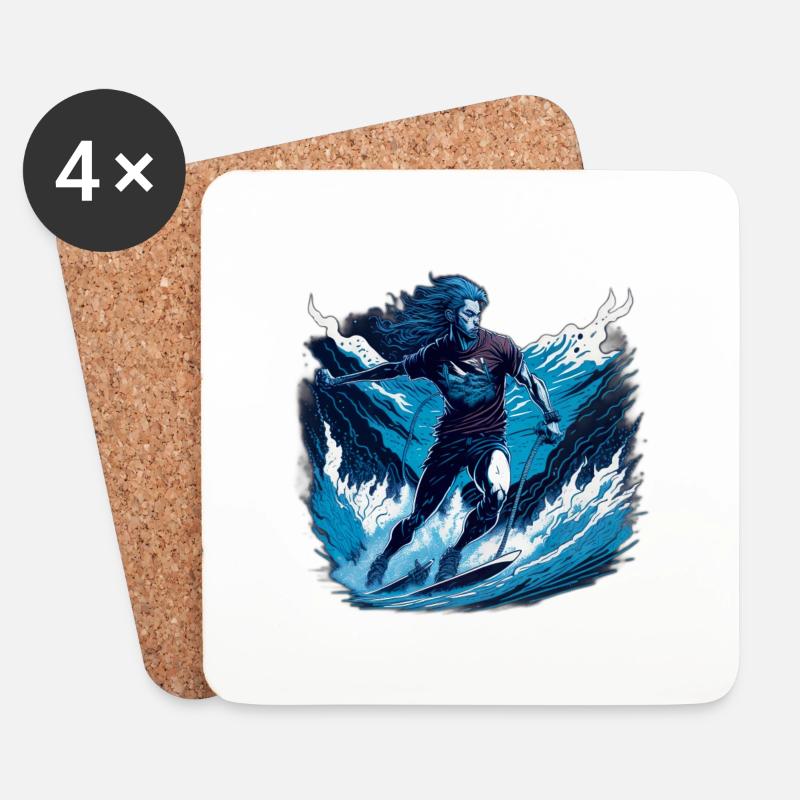 Wasser Ski - Ultra Design - Untersetzer (4er-Set) - Weiß