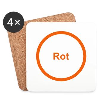 Rot - Untersetzer (4er-Set) - Weiß - Vorne
