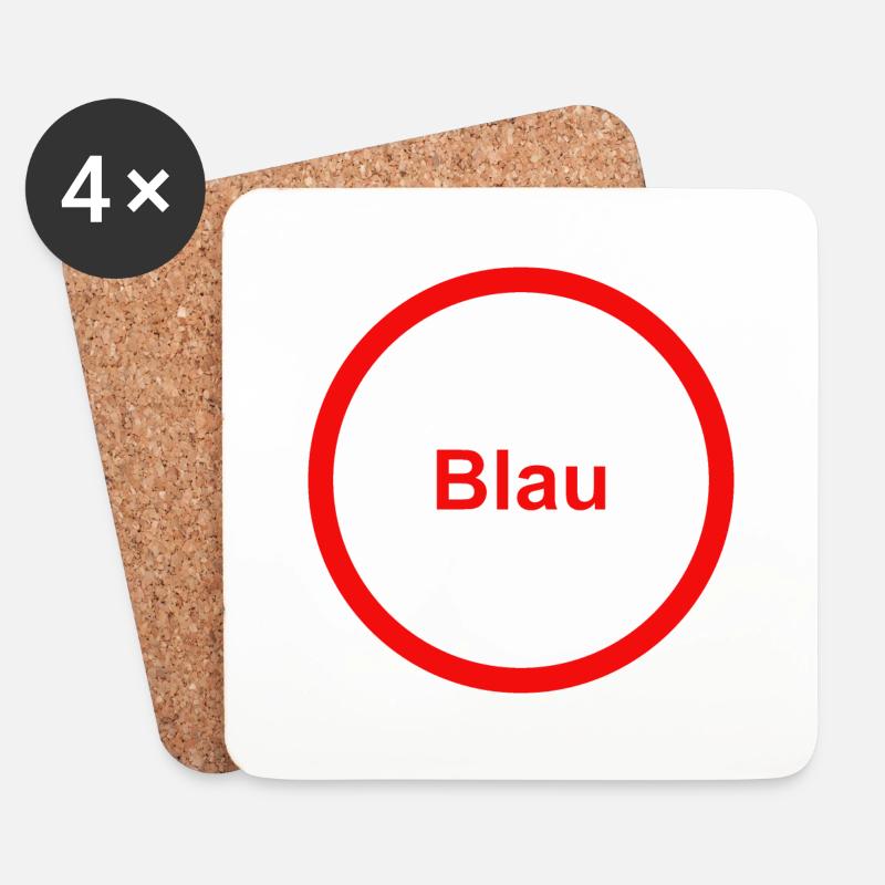 Blau - Untersetzer (4er-Set) - Weiß
