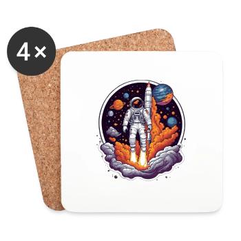 Univers de lancement de fusée - Dessous de verre (lot de 4) - blanc - Devant