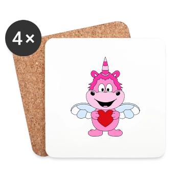EINHORN - ENGEL - Untersetzer (4er-Set) - Weiß - Vorne