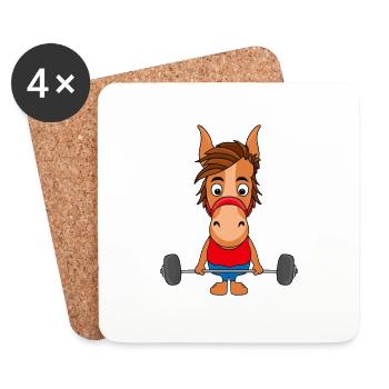 GEWICHTHEBER - PFERD - Untersetzer (4er-Set) - Weiß - Vorne