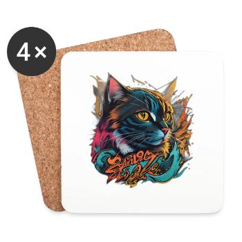 Beautiful Cat Design - Coasters (set of 4) - white - Front