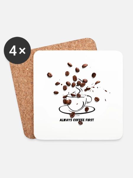 But first coffee - Untersetzer (4er-Set) - Weiß