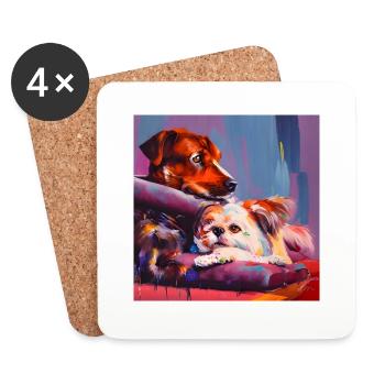 Knuddelhunde - Untersetzer (4er-Set) - Weiß - Vorne
