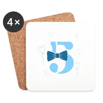 5e anniversaire garçon - Dessous de verre (lot de 4) - blanc - Devant