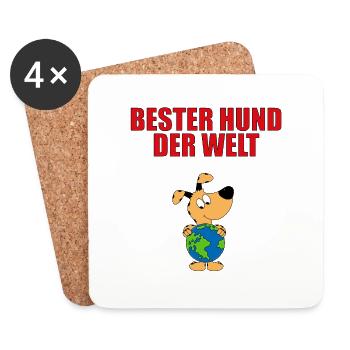 BESTER HUND DER WELT - Untersetzer (4er-Set) - Weiß - Vorne