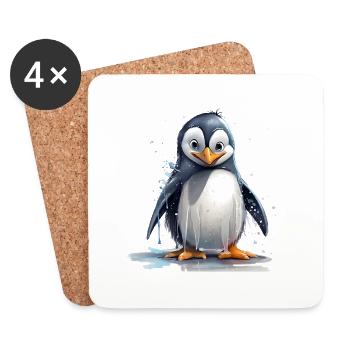 Lustiger Pinguin - Untersetzer (4er-Set) - Weiß - Vorne