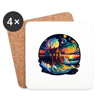 Maison dans la mer - Dessous de verre (lot de 4) - blanc - Devant