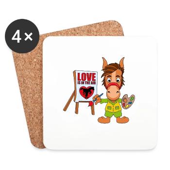PFERD - PONY - KÜNSTLER - MALER - LIEBE - Untersetzer (4er-Set) - Weiß - Vorne