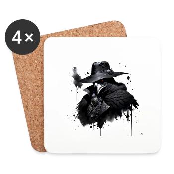Peste Docteur Crow - Dessous de verre (lot de 4) - blanc - Devant