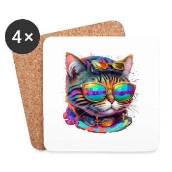 Le chat le plus cool du monde - Dessous de verre (lot de 4) - blanc - Devant