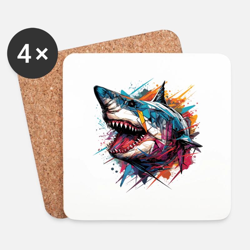 Shark abstract - Coasters (set of 4) - white
