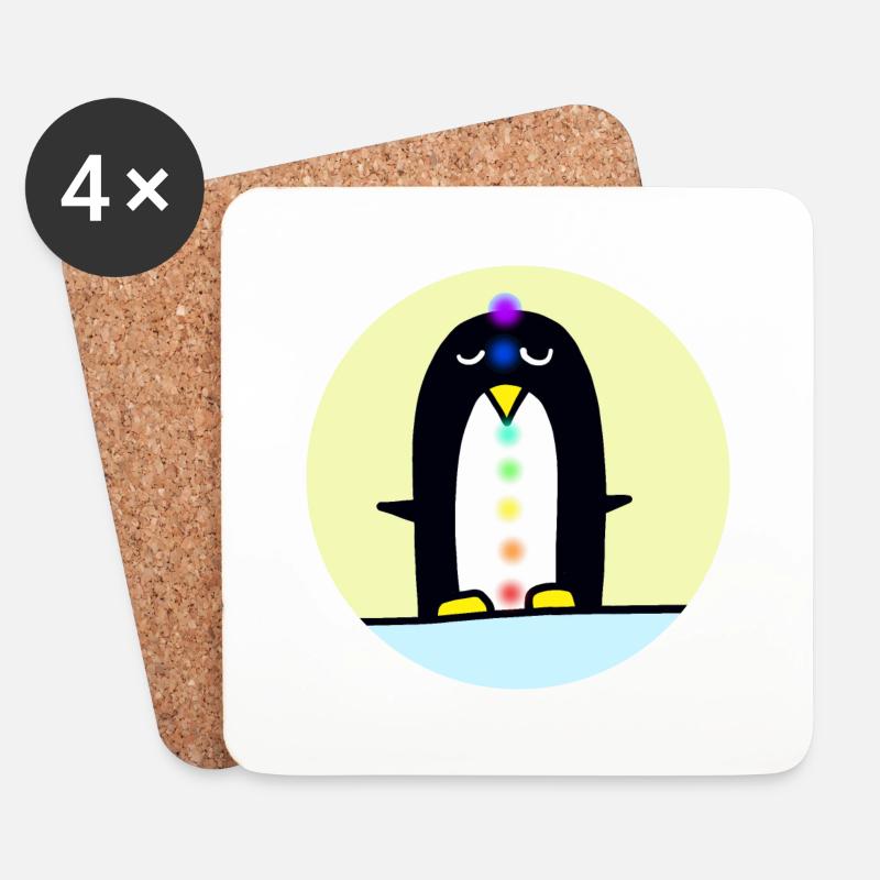 spiritueller Pinguin - Untersetzer (4er-Set) - Weiß