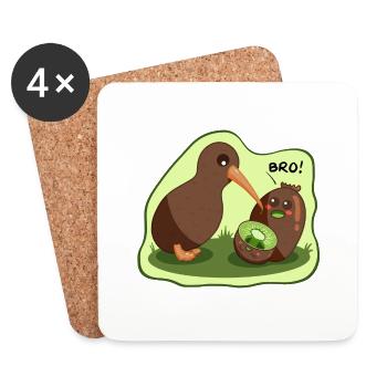 Böser Kiwi Kawaii - Untersetzer (4er-Set) - Weiß - Vorne