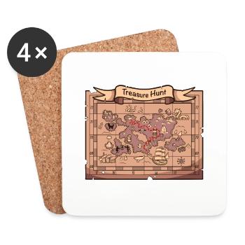 Carte au trésor - Dessous de verre (lot de 4) - blanc - Devant