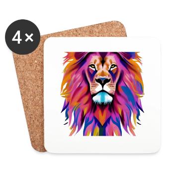 Tête de lion - Dessous de verre (lot de 4) - blanc - Devant