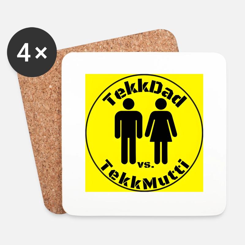 TekkDad_vs_TekkMutti - Untersetzer (4er-Set) - Weiß
