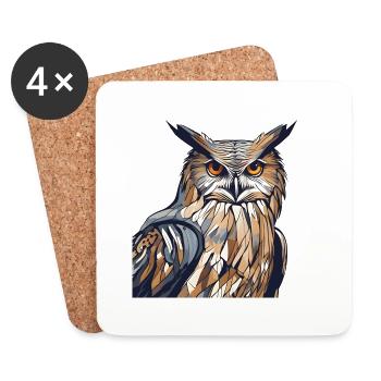 Eagle Owl - Untersetzer (4er-Set) - Weiß - Vorne