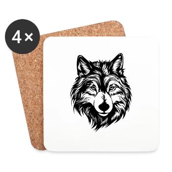 Wolf - Untersetzer (4er-Set) - Weiß - Vorne