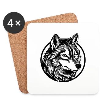Wolf - Untersetzer (4er-Set) - Weiß - Vorne