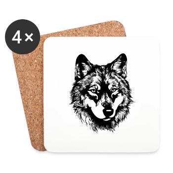 Wolf - Untersetzer (4er-Set) - Weiß - Vorne