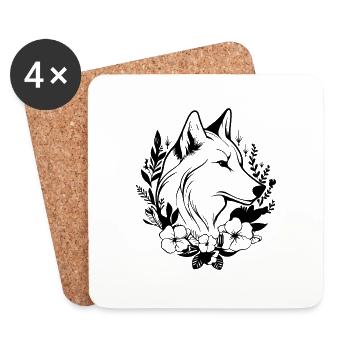 Wolf - Coasters (set of 4) - white - Front