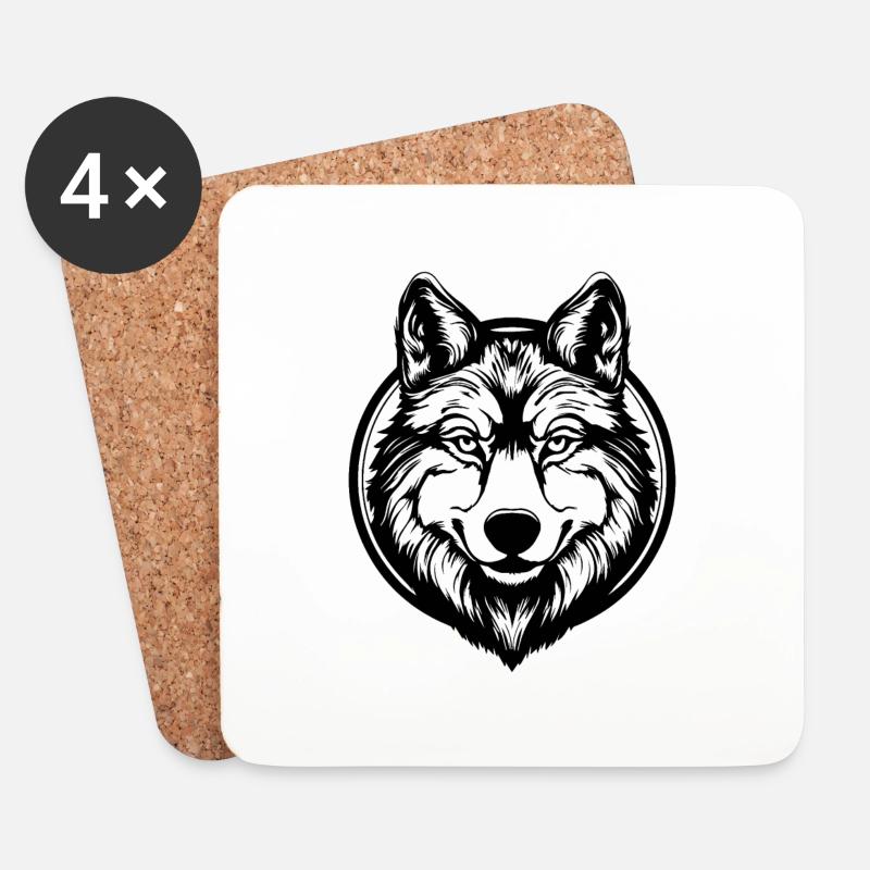 Wolf - Untersetzer (4er-Set) - Weiß
