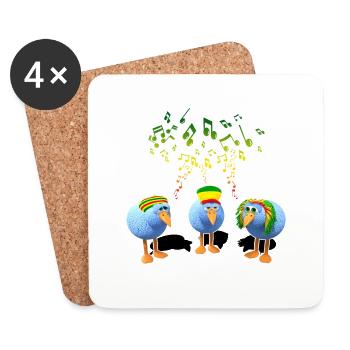 Three little Reggae Birds - Untersetzer (4er-Set) - Weiß - Vorne