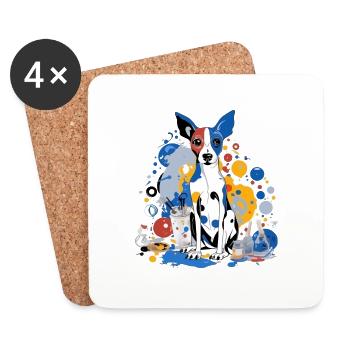 Lojou der Malerhund - Untersetzer (4er-Set) - Weiß - Vorne