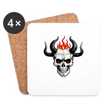 A 4-horn skull | This summer affects me aswell - Coasters (set of 4) - white - Front