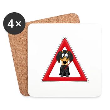 ACHTUNG - KAMPFDACKEL - DACKEL - HUND - Untersetzer (4er-Set) - Weiß - Vorne