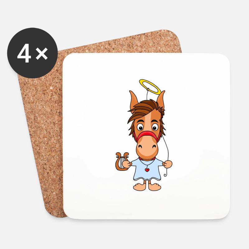 PFERD - PONY - ENGEL - Untersetzer (4er-Set) - Weiß