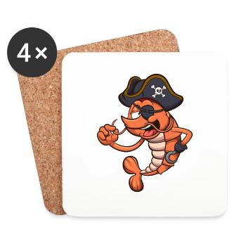 Crevette pirate - Dessous de verre (lot de 4) - blanc - Devant