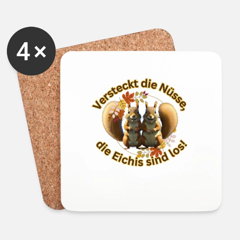 Versteckt die Nüsse - Untersetzer (4er-Set) - Weiß