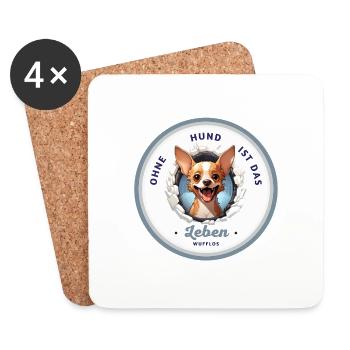 Ohne Hund ist das Leben wufflos - Untersetzer (4er-Set) - Weiß - Vorne