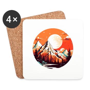 Montagnes au soleil - Dessous de verre (lot de 4) - blanc - Devant