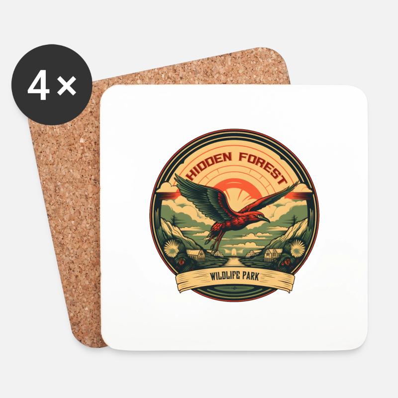 Hidden Forest Wildlife Park Vintage Logo - Untersetzer (4er-Set) - Weiß