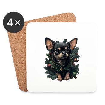 Chihuahua | Merry Christmas | X-Mas Tree | Cute - Coasters (set of 4) - white - Front