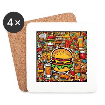 Burger mit mehreren Mustern - Untersetzer (4er-Set) - Weiß - Vorne