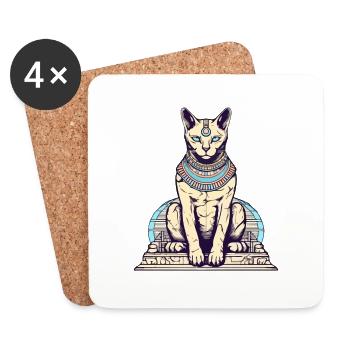 The Egyptian god cat n°5 - Coasters (set of 4) - white - Front