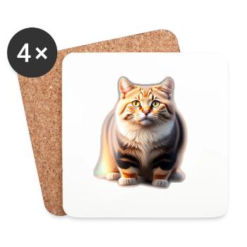 Cat - Coasters (set of 4) - white - Front