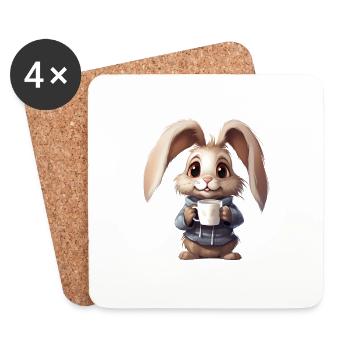 Hase am Morgen - Untersetzer (4er-Set) - Weiß - Vorne