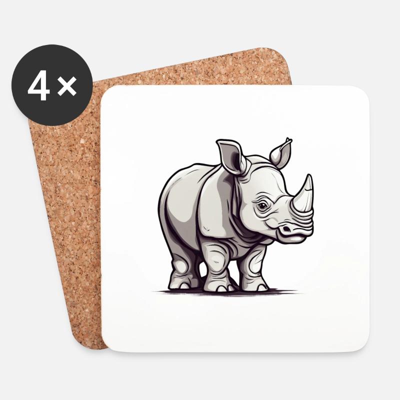 a little rhino - Untersetzer (4er-Set) - Weiß