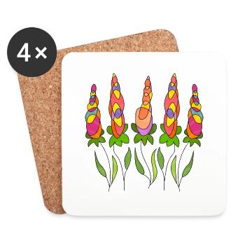 Blumen - Untersetzer (4er-Set) - Weiß - Vorne