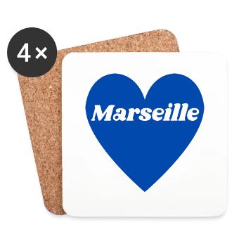 j'adore Marseille ville du sud de la France - Dessous de verre (lot de 4) - blanc - Devant