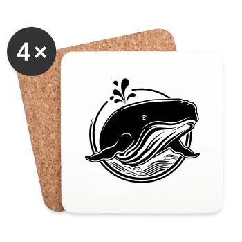 Whale Sea Fish - Coasters (set of 4) - white - Front