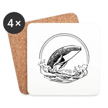 Wal Meer Fische - Untersetzer (4er-Set) - Weiß - Vorne