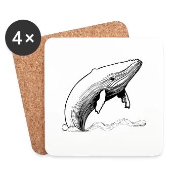 Whale Sea Fish - Coasters (set of 4) - white - Front