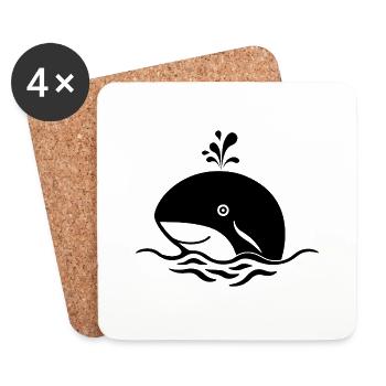 Wal Meer Fische - Untersetzer (4er-Set) - Weiß - Vorne